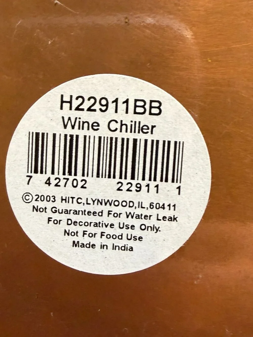 Copper Tone 2 Bottle Wine Chiller